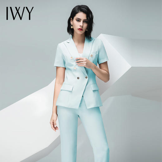 IWY/ 浅绿色粉色短袖西装长裤半裙套装CPS10216 商品图1