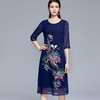 LSNH-JS8399新款民族风雪纺乔其丝花鸟刺绣中长款连衣裙 商品缩略图3