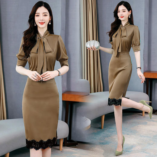 WZNH-MJ2027领结收腰显瘦遮肉俩件套连衣裙 商品图3