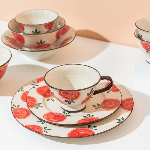 摩登主妇玫瑰花餐具创意个性饭碗汤碗西餐牛排盘杯子鱼盘碗碟套装 商品图3