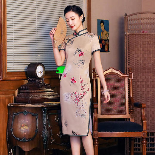 TY-JYJ-011中国风优雅修身钻石丝旗袍 商品图2