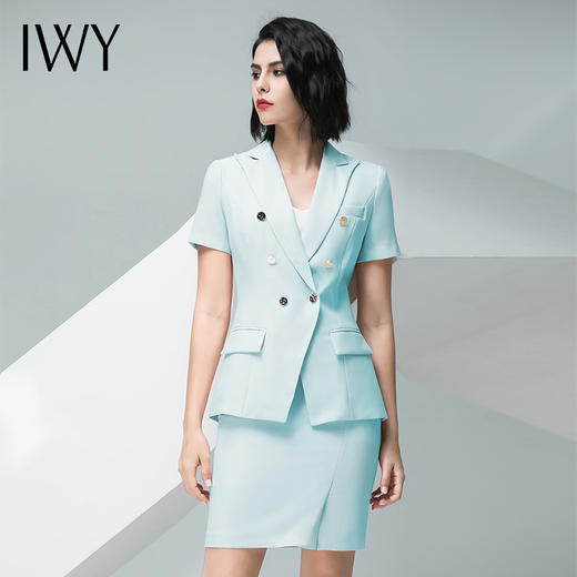 IWY/浅绿色短袖西服半裙套装C10216 S10216 商品图3