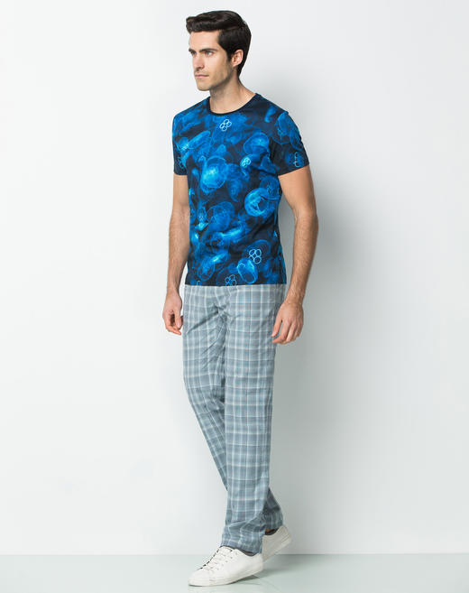 Marco Azzali 蓝色水母数码印花图案圆领T恤 T3665100 商品图3