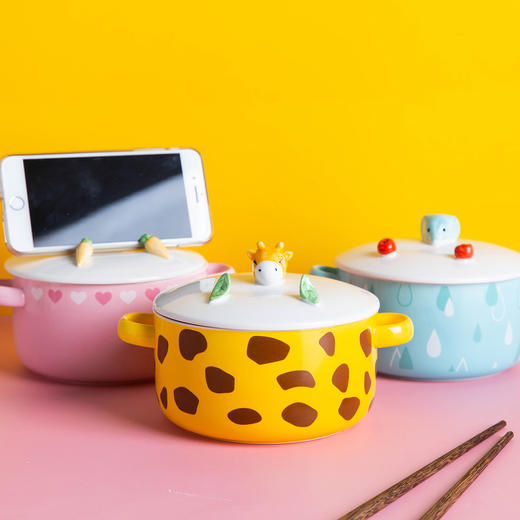 摩登主妇儿童卡通碗盘套装创意可爱宝宝分格餐盘陶瓷饭盘面碗餐具 商品图1