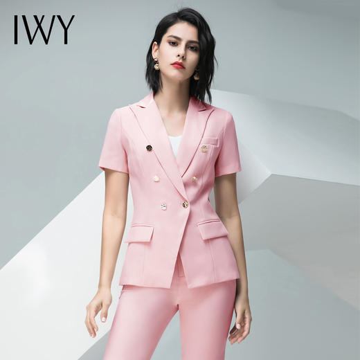 IWY/粉色短袖西装长裤套装CP10216 商品图3