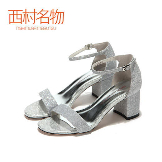 西村名物夏季新品一字绑带凉鞋中跟X272G20001 商品图1