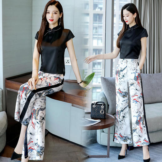 WZNH-MJYY8028潮流新品气质个性优雅修身中国风两件套 商品图2