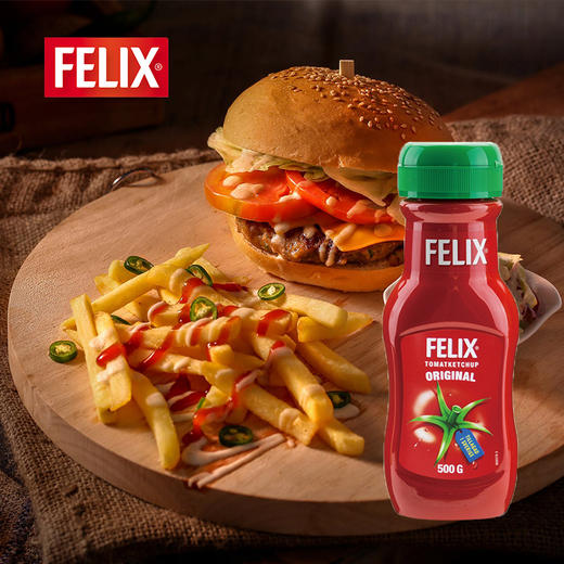 瑞典felix菲力斯原味番茄酱500g0脂肪无色素家用挤压瓶薯条调味酱内置