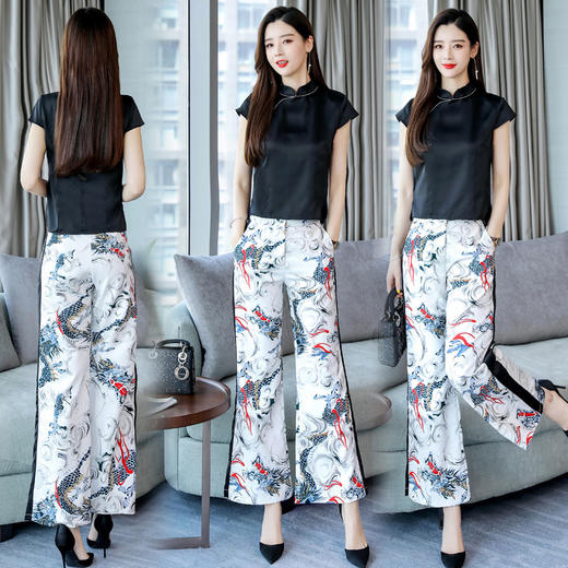 WZNH-MJYY8028潮流新品气质个性优雅修身中国风两件套 商品图0