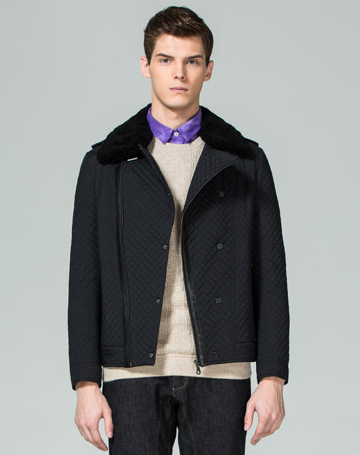 Marco Azzali 藏青斜门襟绗棉棉服 M3509200 商品图1