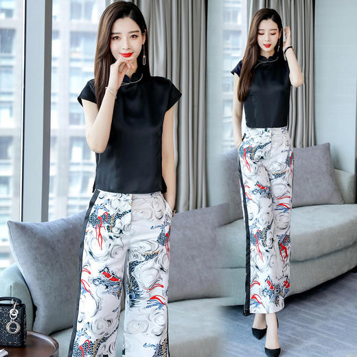 WZNH-MJYY8028潮流新品气质个性优雅修身中国风两件套 商品图1