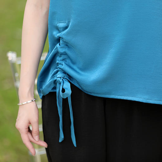 YMS-NAF2257新款缎面中年妈妈夏装两件套装 商品图3