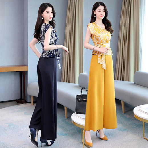 WZNH-GJC2076P90夏新款气质显瘦垂感阔腿裤洋气时髦减龄两件套潮 商品图2