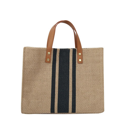 【女士手提公文包OL职业条纹】购物袋简约方形帆布大包包托特包箱包 商品图6