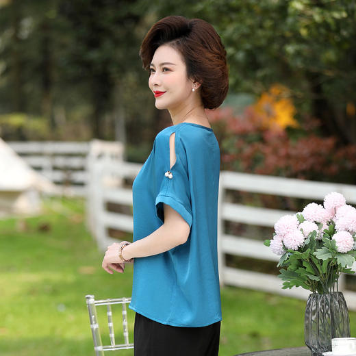 YMS-NAF2257新款缎面中年妈妈夏装两件套装 商品图1