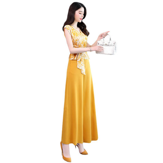 WZNH-GJC2076P90夏新款气质显瘦垂感阔腿裤洋气时髦减龄两件套潮 商品图4