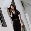 WZNH-YQM008-1潮流韩版修身气质文雅淑女甜美短袖V领连衣裙 商品缩略图4