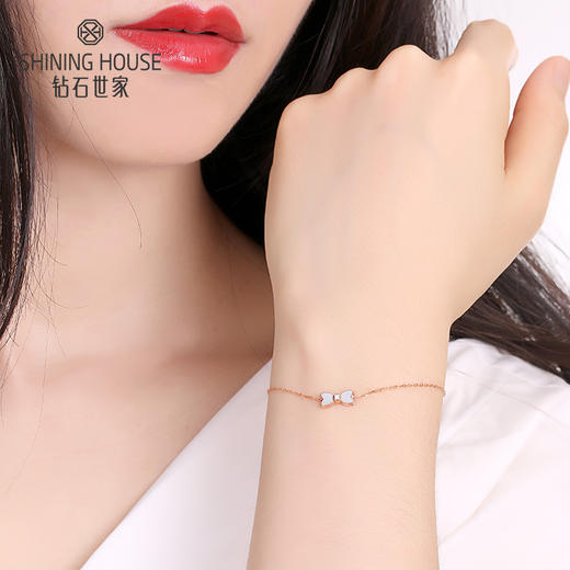 【甑选钻饰】【门店同款】钻石世家 18K金钻石手链 一款多戴手链 四叶草手链 蝴蝶结手链 一款两戴多变手链 链长约16-17.5厘米（3-5天发货） 商品图4