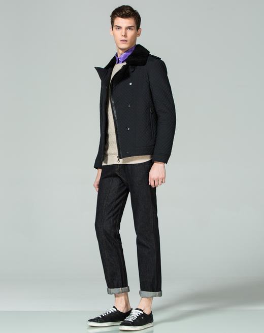 Marco Azzali 藏青斜门襟绗棉棉服 M3509200 商品图3