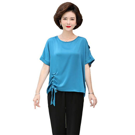 YMS-NAF2257新款缎面中年妈妈夏装两件套装 商品图4