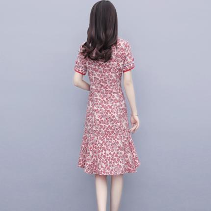 HT 1040 2020夏装新款欧货复古唐装扣碎花色显瘦改良旗袍连衣裙 商品图3