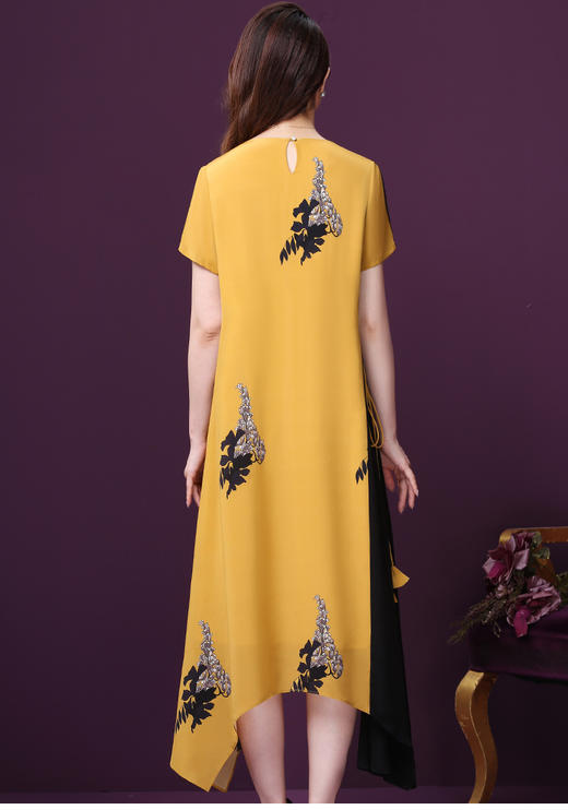 WXY-W-YE-26153W双绉真丝裙子新款圆领气质淑女大码显瘦蚕丝裙 商品图2