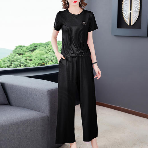 AHM-glhm8999新款大码胖mm时髦显瘦休闲洋气阔腿裤两件套 商品图2