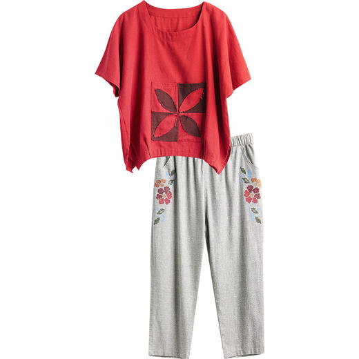 JR-Q8TA924CF休闲中老年女装夏装大码棉麻两件套 商品图4