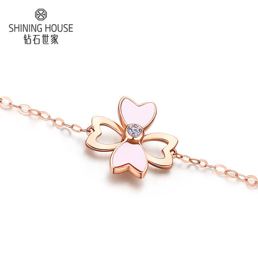 【甑选钻饰】【门店同款】钻石世家 18K金钻石手链 一款多戴手链 四叶草手链 蝴蝶结手链 一款两戴多变手链 链长约16-17.5厘米（3-5天发货） 商品图0