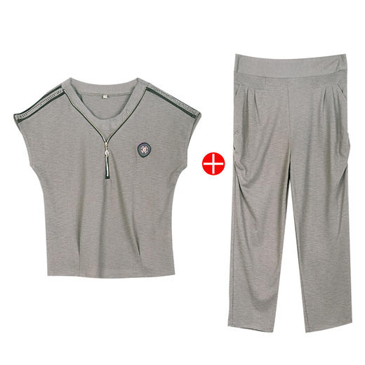 JR-Q8TA1032CF夏季圆领百搭舒适T恤休闲妈妈套装 商品图4