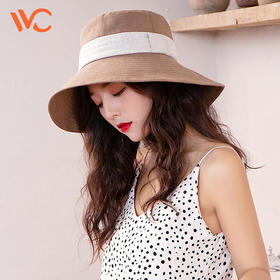 现货  正版授权韩国VVC渔夫帽女大号防晒大沿帽百搭日系防紫外线蝴蝶结盆帽(803)