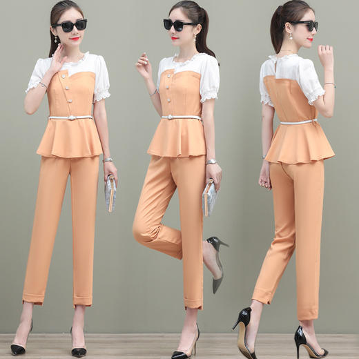 AHM-hxyy9011新款韩版女士修身气质小香风洋气两件套 商品图2