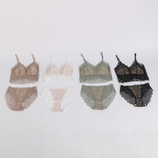 蕾丝柔软薄款微弹内衣套装 法式三角杯内衣套装，大面积蕾丝装饰 清仓不退不换 商品图3