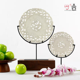 镂空雕刻玉片 饰品摆件 装饰品 石雕 雕刻玉璧