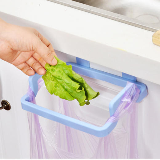 【创意塑料门背式垃圾袋架子、2个】 多功能厨房橱柜门居家日用后抹布挂架收纳挂钩 商品图0