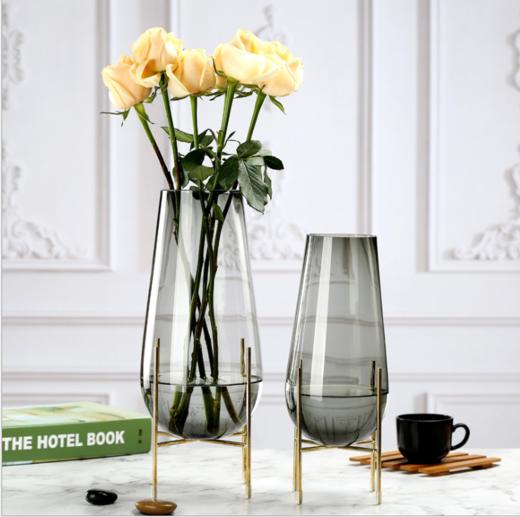 现代简约金属铁架玻璃大花瓶 商品图1