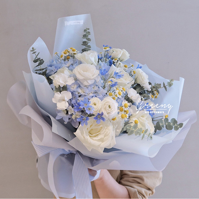 鲜花绣球花束【天空】蓝色绣球玫瑰花束礼花送朋友闺蜜毕业花店鲜花送货上门