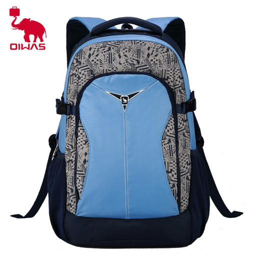 爱华仕 大容量背包 双肩包 学生书包 运动休闲男女包 OCB4000M黑色/蓝色  商品图1