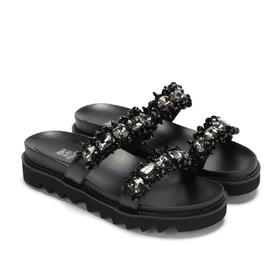 西村名物双条带钻饰凉鞋拖鞋X29BJ21951