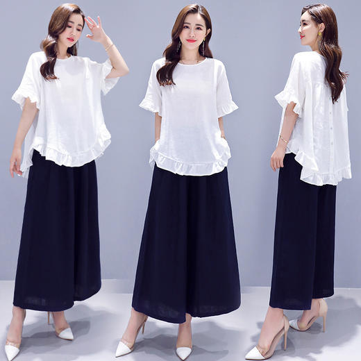 WZNH-WJ20369简约时尚潮流短袖宽松两件套装 商品图3