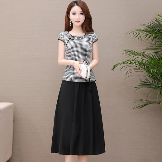 YWE  YJY20C49两件套装连衣裙格子改良版旗袍 商品图1