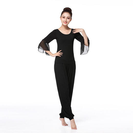 新款瑜伽健身服雪纺修身舞蹈表演服 商品图2