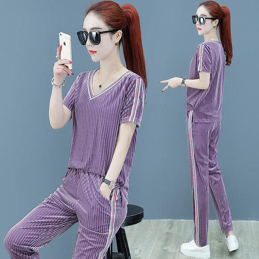 SP-1172079夏季新款休闲时尚显瘦运动两件套 商品图0