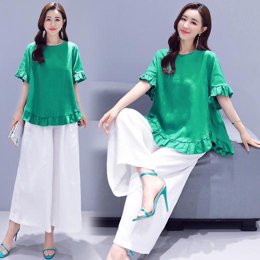 WZNH-WJ20369简约时尚潮流短袖宽松两件套装 商品图0