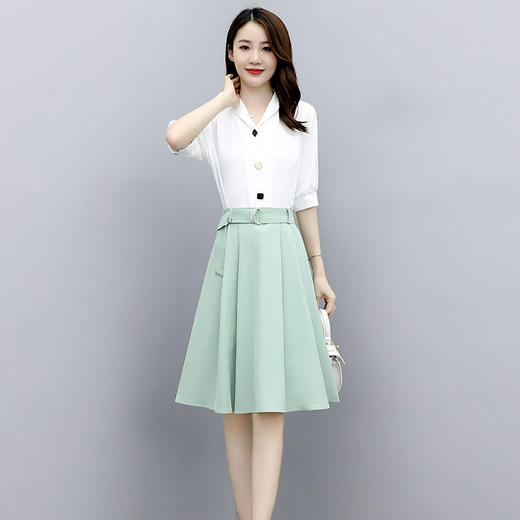 WZNH-JYSU6682矮小个子新款气质收腰显瘦短袖连衣裙 商品图3