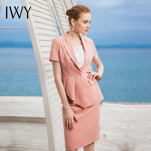 IWY/粉色短袖西装长裤半裙套装CPS840 商品图4