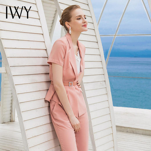 IWY/粉色短袖西装长裤半裙套装CPS840 商品图2