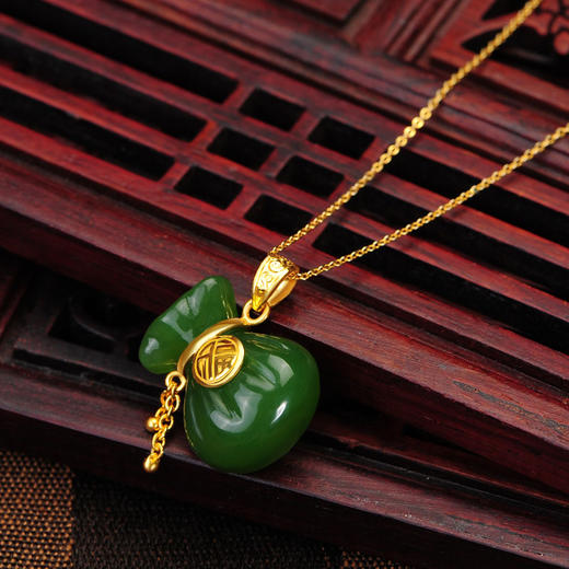 cgc中银金行珠宝黄金吊坠足金吊坠和田玉吊坠福袋吊坠赠银项链dsca