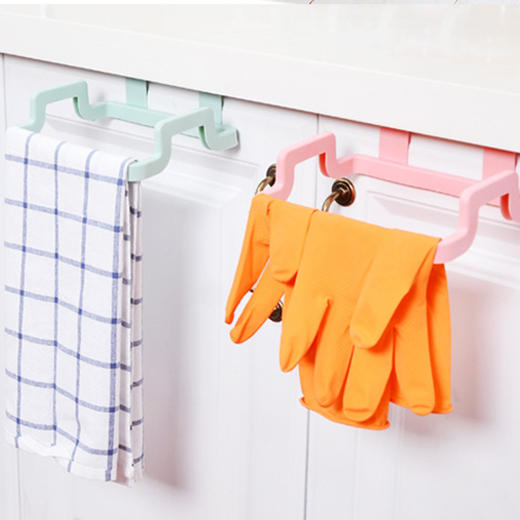 【创意塑料门背式垃圾袋架子、2个】 多功能厨房橱柜门居家日用后抹布挂架收纳挂钩 商品图4