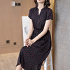 丁摩 真丝连衣裙新款显瘦女桑蚕丝印花V领系带收腰裙20-165DA499 商品缩略图8